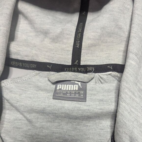 PUMA Light Gray Zip-Up Hooded Performance Athletic Jacket Large - Picture 3 of 4